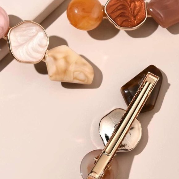 ⭐️❤️ FREE Stone Geode Boho Peasant Hipster Hippie Deco Farm Chic Hair Barrettes - Picture 3 of 7